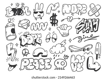 Set Of Hand Drawn Graffiti Doodle Background