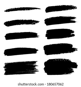 Set Black Paint Ink Brush Strokes Stock Vector (Royalty Free) 680080432