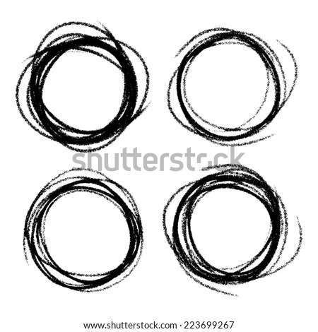 Set of Hand Drawn Scribble Circles, raster design elements 