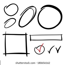 Set Of Hand Drawn Scribble Shapes, Raster Design Elements 