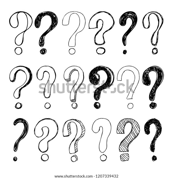 Set Hand Drawn Sketch Question Marks Stock Illustration 1207339432 ...