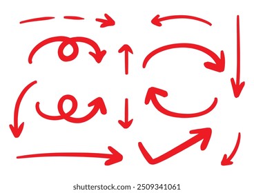 Set of Hand drawn vector arrows doodle on white background. design element vector illustration