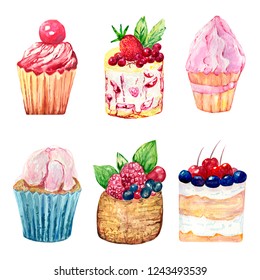 Set Cupcakes Different Toppings Vector Illustration Stock Vector ...