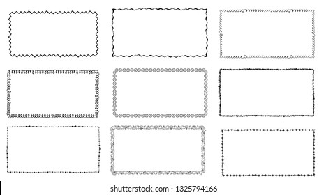 set of hand-drawn doodle frames. Sketch borders