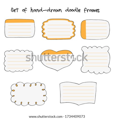 set of hand-drawn frames. Bullet journal hand drawn vector elements for notebook