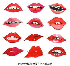 Woman Lips Set Pop Art Retro Stock Illustration 1147998899