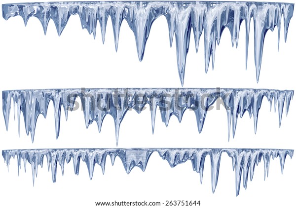 氷が張った冬の寒い季節に氷が張ったスパイクを伴う 輝く水晶ガラスのように 雪解けと溶け落ちる青い滴りの氷柱が垂れ下がったセットで 寒い季節には氷の上の寒い霜と氷の上の氷が着いた氷の周りに氷が入る のイラスト素材