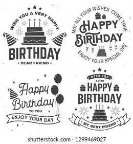 Set Happy Birthday Templates Overlay Badge Stock Illustration 1299469027