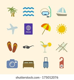 Set of holidays icons, design elements in contrast color isolated  illustration