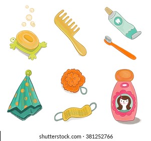 Set Hygiene Items Towel Comb Soap Stock Illustration 381252766 ...