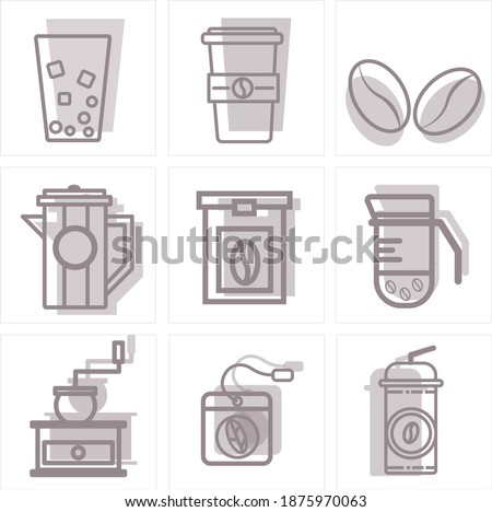 set icon caffe minimalis monoline