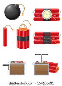 Set Icons Detonating Fuse Dynamite Illustration Stock Illustration 