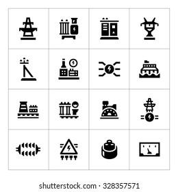 Set icons of power industry isolated on white