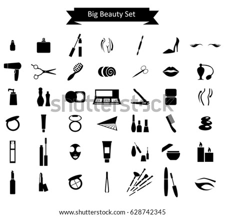 set of icons in the style of a flat design on the theme of beauty and cosmetics.