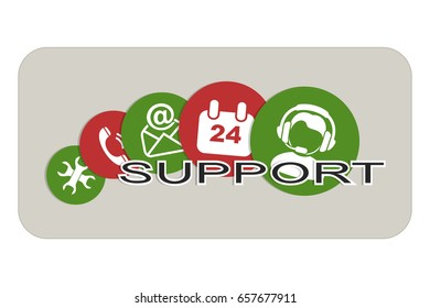 Set of Icons for Technical Support form a Banner.  