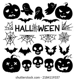 Set Illustration Of Quirky Fun Retro Halloween Trick Or Treat Design Elements, Such As Pumpkins And More. Perfect For Invitations, Children's Design And Packaging.