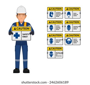 Set of industrial sign with worker - Powered by Shutterstock