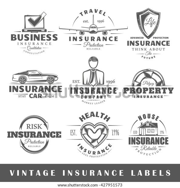 Set of \
insurance labels. Elements for design on the  insurance theme.\
Collection of  insurance symbols: shield, lifebuoy, protection.\
Modern labels of  insurance. Illustration\
