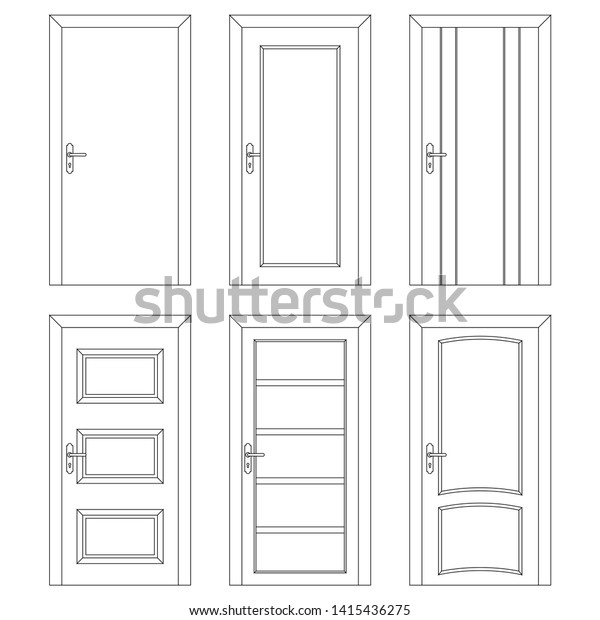 Set Interior Doors Outline Design Illustrations Stock Illustration ...