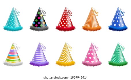set of isolated birthday and party hats