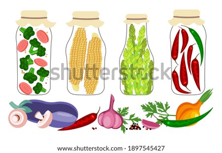 Similar – Image, Stock Photo Glasses with pickled vegetables and fruit