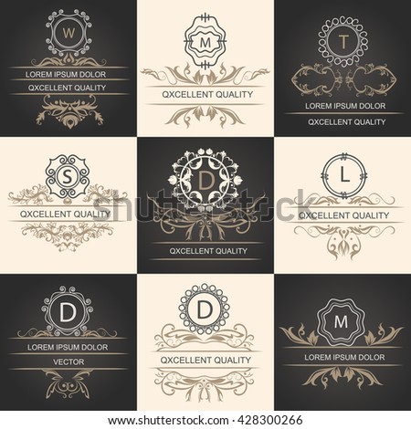 Set leaflets ornamental logos