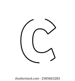 Set of letter C minimal logo icon design template elements. C alphabet on white transparent background. Hd png