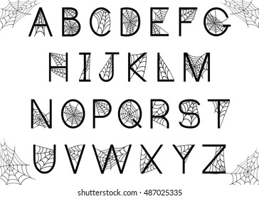 Set Letters Spider Web Halloween Alphabet Stock Illustration 487025335 ...