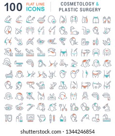 Set of line icons of cosmetology and plastic surgery for modern concepts, web and apps. 