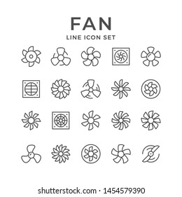 Set Line Icons Of Fan Isolated On White