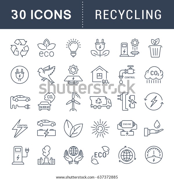 Set line icons in flat design recycling, eco,\
bio, clean energy, save water and world with elements for mobile\
concepts and web apps. Collection modern infographic logo and\
pictogram. Raster\
version.