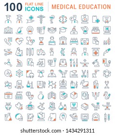 Set Of Line Icons Of Medical Education For Modern Concepts, Web And Apps.