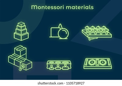 Set Line Icons Of Montessori School Or Kindergarten Materials. Toys Icons