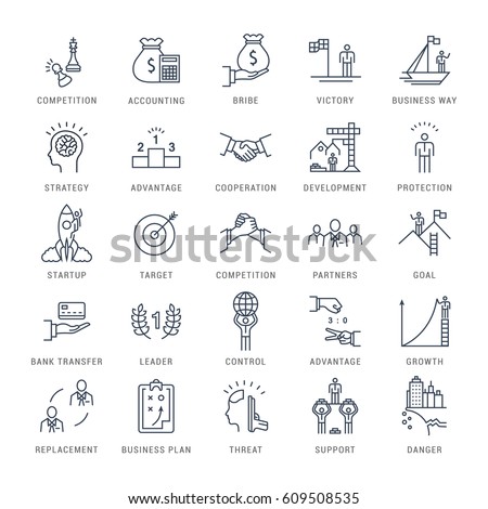 Set Line Icons Open Path Businessのイラスト素材 609508535 Shutterstock