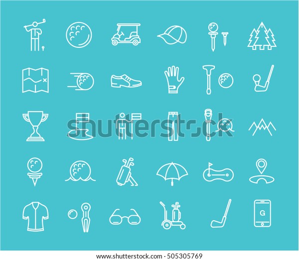 Set line icons with\
open path game golf and equipments with elements for mobile\
concepts and web apps. Collection modern infographic logo and\
pictogram. Raster\
version.