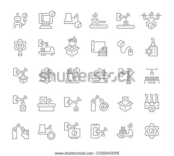Set of line icons of production technology for\
modern concepts, web and\
apps.