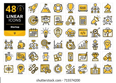 Set Of Linear Icons For Startup Business