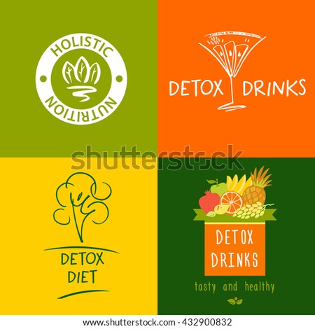 set logos detox drink diet holistic stock illustration 432900832 drinks logos