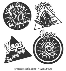 Set of logos, labels and badges for yoga studio in . Yoga  logotype template.