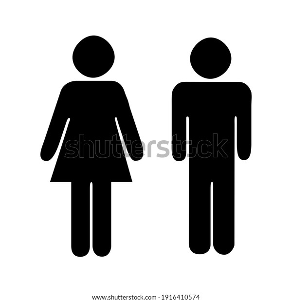 Set of\
male and female avatar icons. Male and female gender profile\
symbols. Male and female toilet logo. Toilet and shower signs.\
Black silhouette isolated on white\
background.