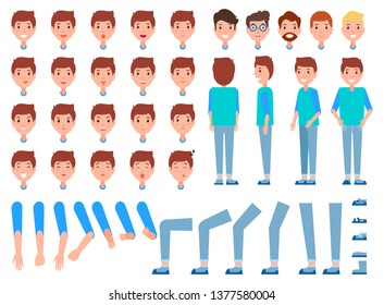 Set Man Faces Body Parts Male Stock Illustration 1377580004 | Shutterstock