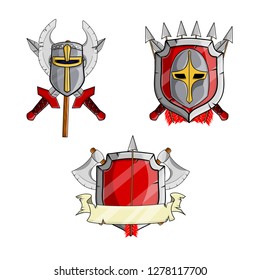 Coat Arms Cartoon Illustration Medieval Weapons Stock Vector (Royalty ...