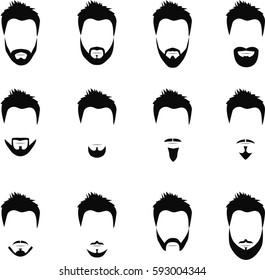 Set Men Hairstyles Beards Mustaches Stock Illustration 593004344 ...