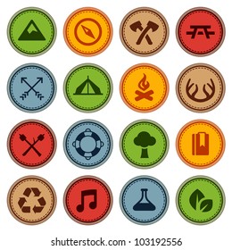 Set Of Merit Achievement Badges For Outdoor Activities