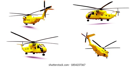 Orange Helicopter On White Background Side のベクター画像素材 ロイヤリティフリー Shutterstock