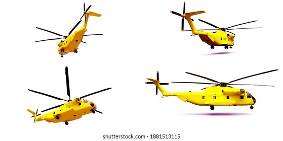 Orange Helicopter On White Background Side のベクター画像素材 ロイヤリティフリー Shutterstock