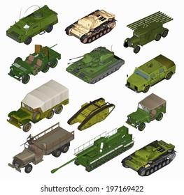 Set Of Military Vehicles. 3d 