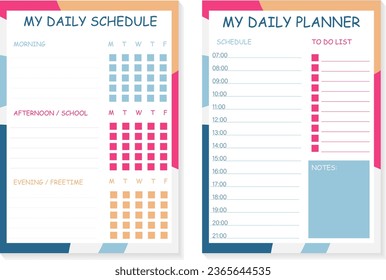 Set minimalist planners. Daily planner template. Cute and simple printable to do list. Business organizer page. Paper sheet. - Powered by Shutterstock