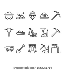 Set Of Mining Outline Icon Style