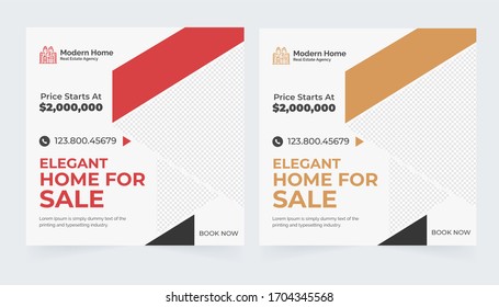 Set modern real estate square editable banner template. Minimalist design.Suitable for social media post and web internet ads. illustration with photo college. fashion sale social media post design - Powered by Shutterstock